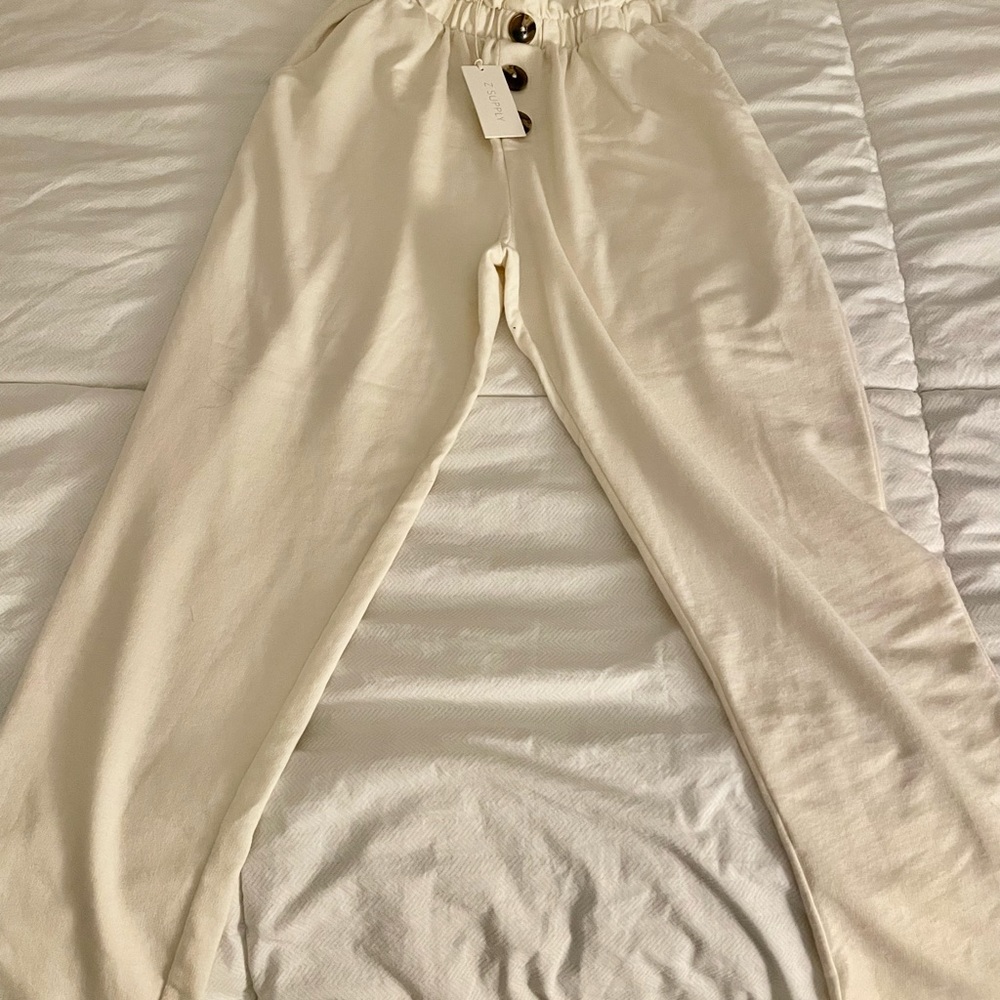 Z supply cream high waist joggers/pants SZ SM